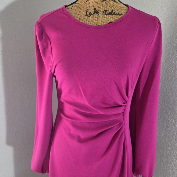 Chic Magenta Long Sleeve Dress - Picture 2 of 4